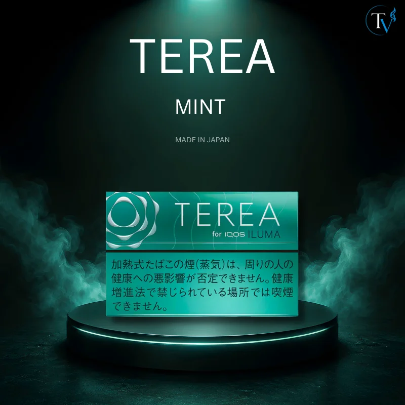 Green label Japanese TEREA Mint heatsticks box design for IQOS ILUMA